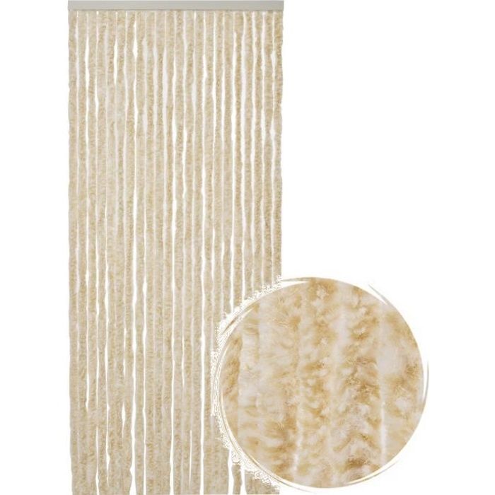Rideau de porte Chenille de qualité supérieure, Protection de vos espaces intérieurs, Anti-Insectes 90 x 220 cm Mix blanc/beige