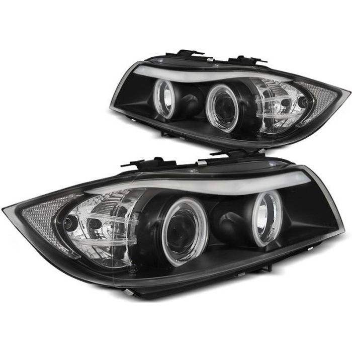 Paire de feux phares BMW serie 3 E90 - E91 05-08 angel eyes CCFL noir (MH7)