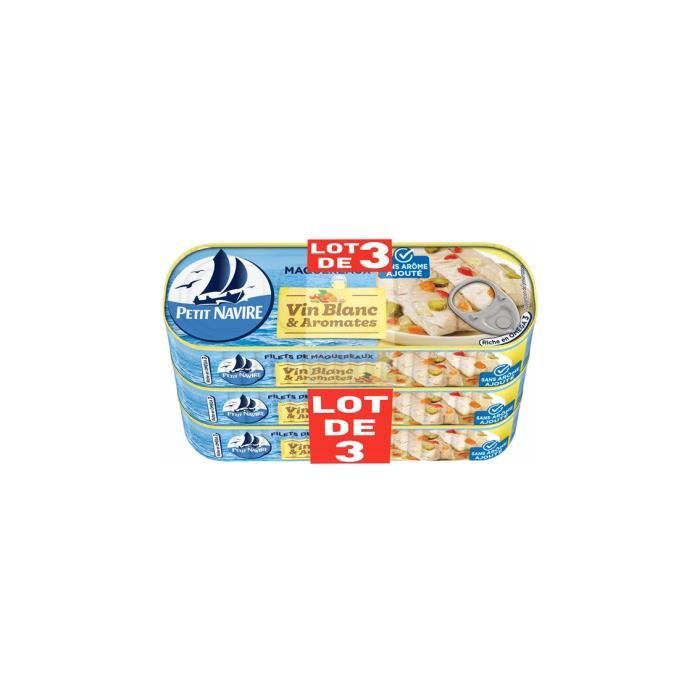 Filet maquereaux au vin blanc - Petit Navire - 3X175G