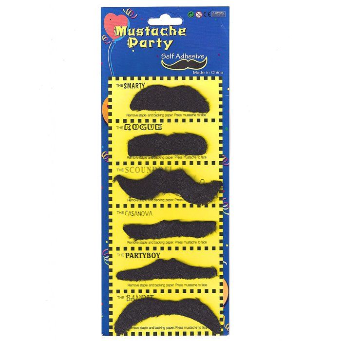 Lot de 6 moustaches adulte