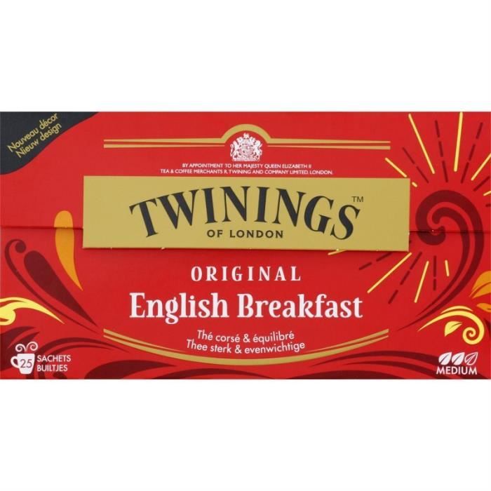 TWININGS - English Breakfast Original 40G - Lot De 4
