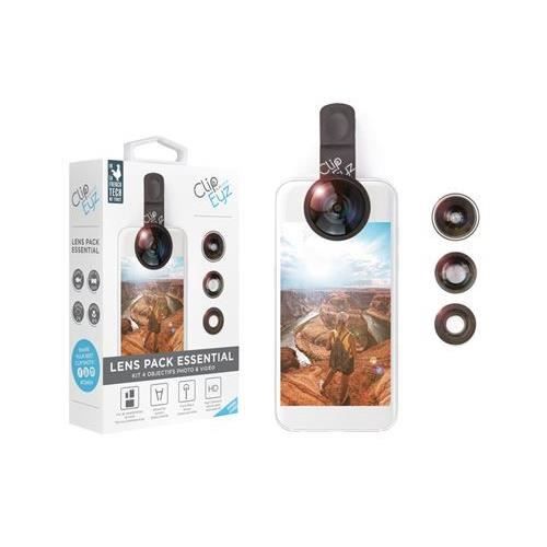 Pack 4 objectifs caméra pour smartphone Clipeyz Noir