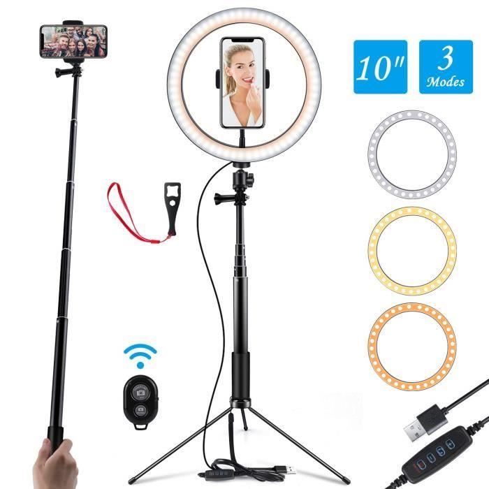 Photographie LED 10 - Selfie Anneau lumière Youtube vidéo Photo Studio lumière avec support réglable Télécommande 120 LED Ringlight