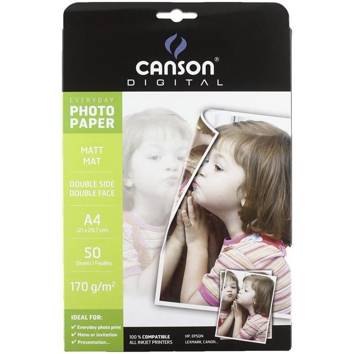 Canson Digital Everyday Papier photo A4 mat 50 feuilles Blanc