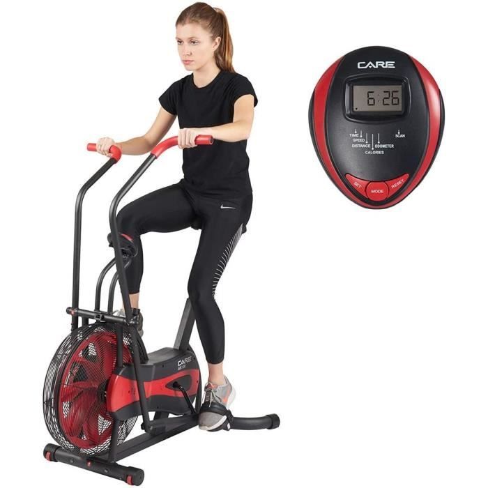 CARE FITNESS - Vélo à Air CA-700 - Air Bike - Vélo d'Appartement avec Résistance à Air - 6 Programmes d'Entraînement - Vélo Elliptiq