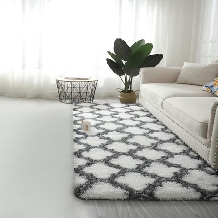 Objet Decoratif Tapis Dégradé Tie-Dye Cheveux Longs Salon Chambre Canapé-Lit Minimaliste Nordique Côté Complet 50X160Cm Blanc 74