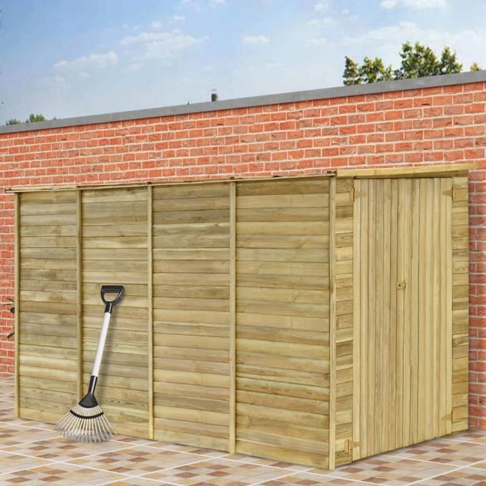 Abri de jardin en Bois de pin imprégné - 315 x 159 x 178 cm (l x P x H) - Résistant Aux Intempéries - Montage facile