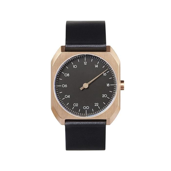 Mo 14 - Black leather, Rose Gold Case, Black Dial