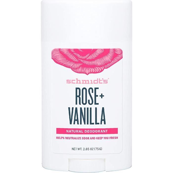 GEL DE DOUCHE Schmidt's Déodorant d'Origine Naturelle Stick Rose et Vanille Efficacité 24h Certifié Vegan 75145