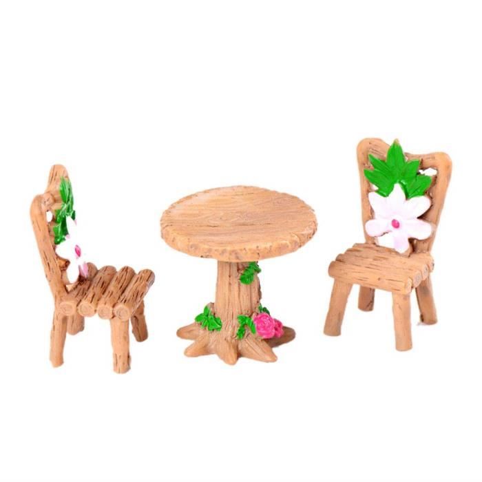 Objets de décoration Morza 3PCS Table Chaise Résine Artisanat Micro Paysage Ornement Jardin féerique Miniature Terrarium 15729