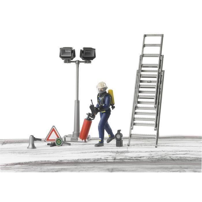 BRUDER - Set Pompier avec personnage et accessoires - 10,7 cm