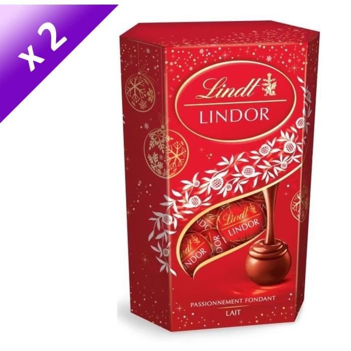 LINDT Lot de 2 Cornets Lait Lindor - 200 g