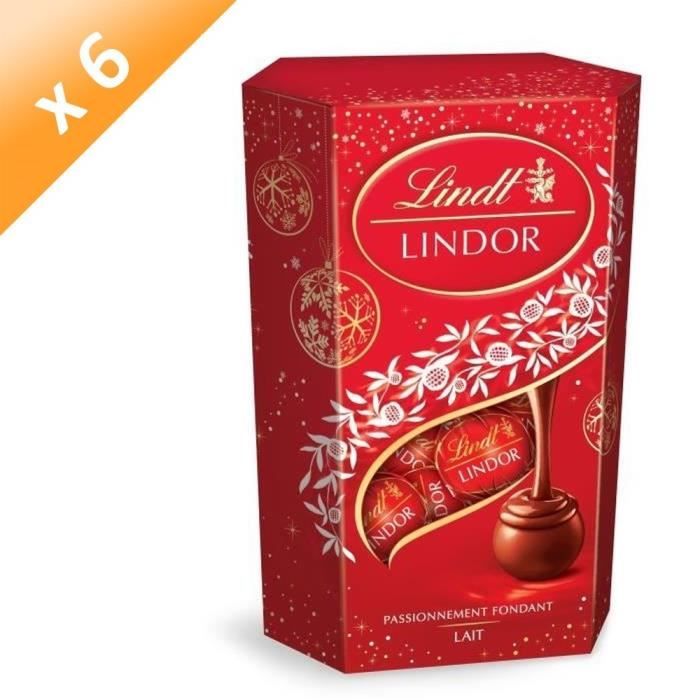 LINDT Lot de 6 Cornets Lait Lindor - 200 g
