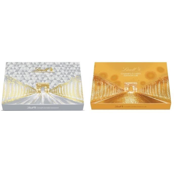 Lot de 2 - 1 LINDT Boîte de chocolat Champs-Elysées Edition Or 468 g + 1 Boîte de chocolat Champs-Elysées Edition Diamant 468 g