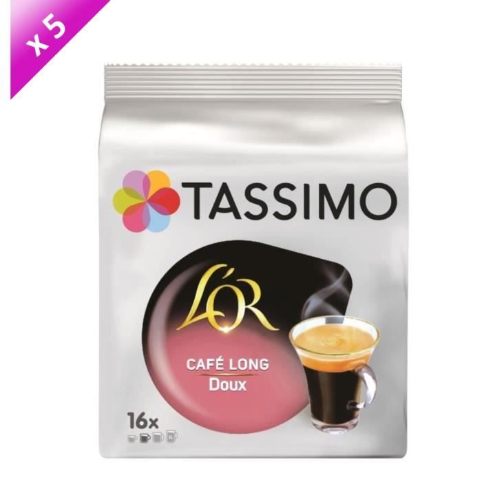 Lot de 5 - Tassimo L'Or Café long Doux café en dosettes x16 - 89g