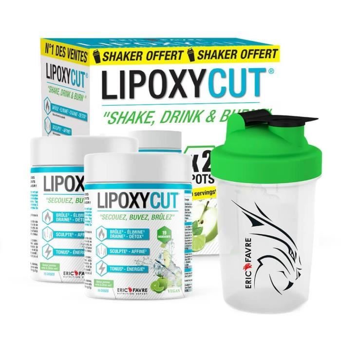 Eric Favre - Coffret Lipoxycut Vegan - SHAKER* OFFERT - Brûleur de graisses - Bruleurs De Graisses - Pomme verte citron