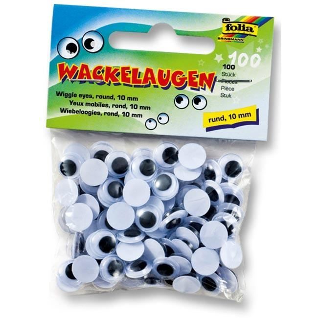 Yeux mobiles 100 pièces ronds 10mm