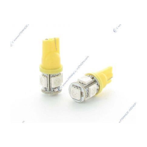 2 x AMPOULES 5 LEDS ORANGE - LED SMD - 5 led- T10 W5W