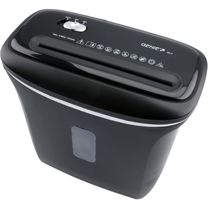 Destructeur de documents GENIE 480X Destructeur 8 feuilles de particules coupées 12 litres Niveau de sécurité P4