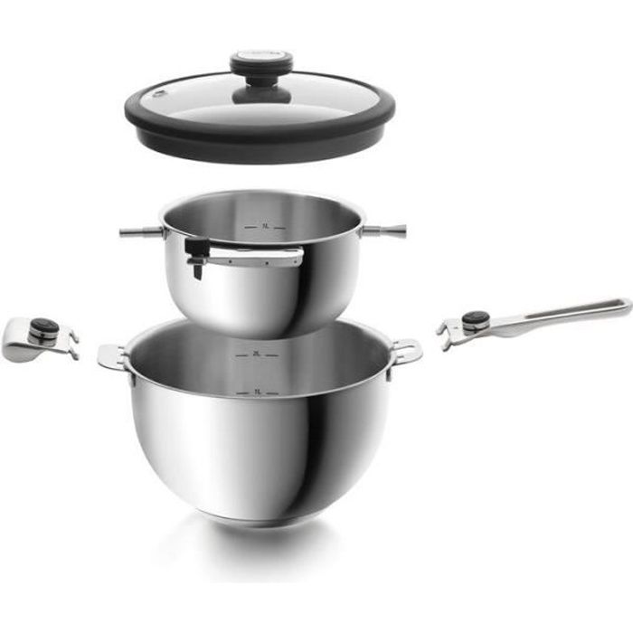 MASTRAD F61800 - Casserole et Bain-Marie Combo Balancia - Ø 20 cm - Argent - Tous feux dont induction