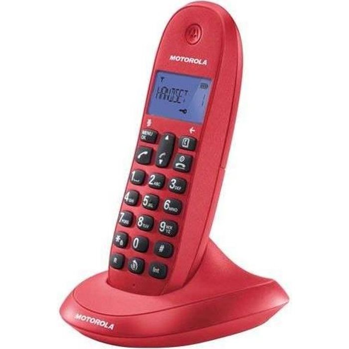 Motorola Téléphone sans fil C1001 Cherry Red