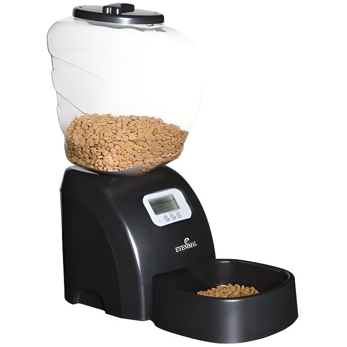 EYENIMAL Distributeur automatique de croquettes 45x20x47 cm - Noir - Pour chat et petit chien