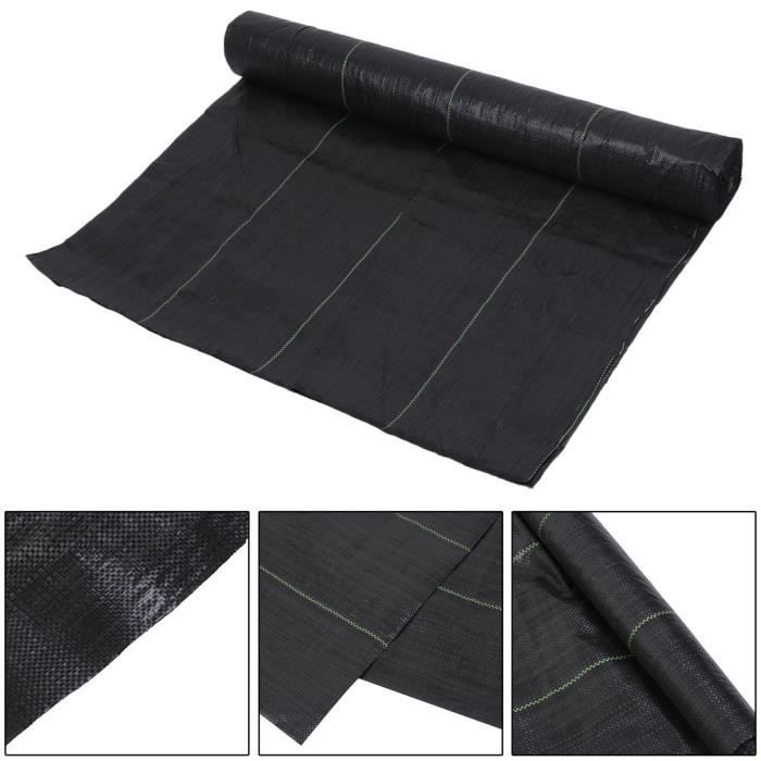 Toile anti mauvaises herbes 2X50M 100m² Film Nappe Tissu-noir