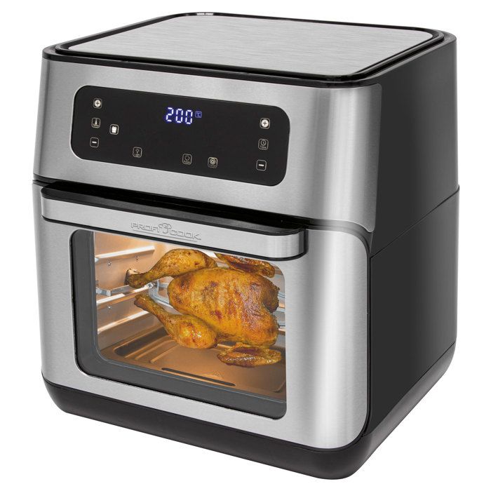 Friteuse à air chaud sans huile Capacité du four à air chaud 11 litres Proficook FR 1200 H1500WNegro/Plata
