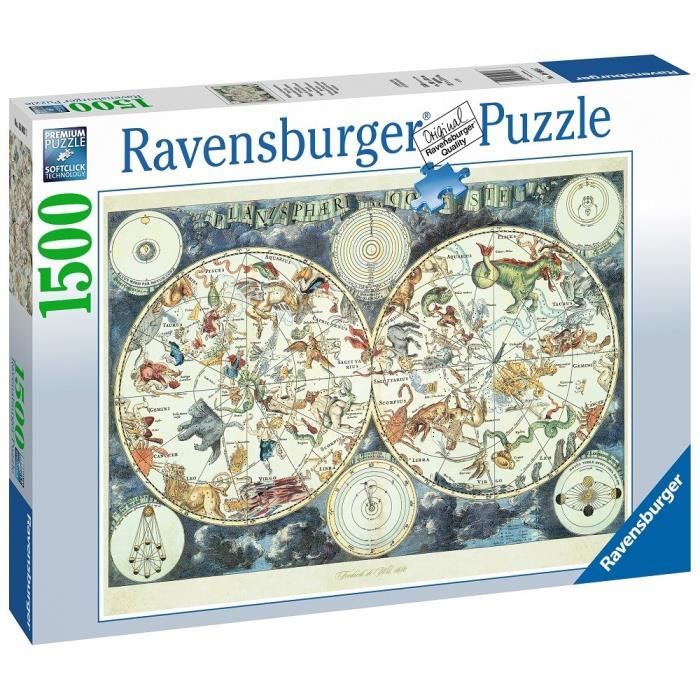 Puzzle 1500 pièces - Mappemonde des animaux fantastiques - Ravensburger - Puzzle adultes - Dès 14 ans