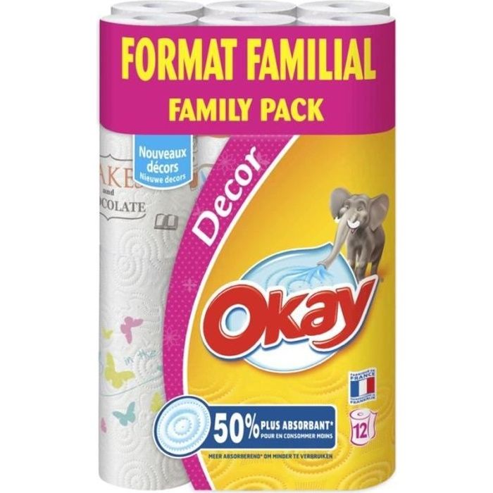 OKAY Essuie-tout Décor 12 rouleaux