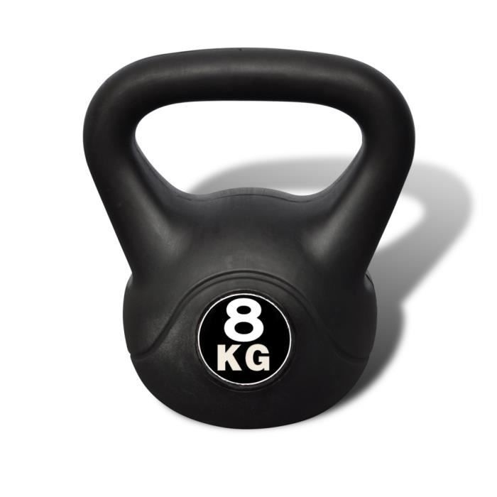 Kettlebell de 8KG professionnel exercice de force Santé de corps 20 x 20 x 27 cm en Béton avec Revêtement en plastique