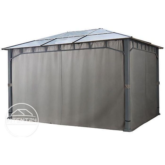 Rideaux (set de 4 toiles) pour tonnelle de jardin Sunset Deluxe, 03x04, gris