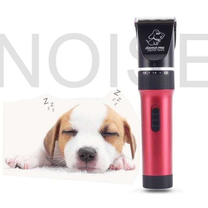 Tondeuse Électrique Sans Fil Rechargeable pour Chien Chat Domestique avec Accessoires 2 Batteries Incluses Rouge