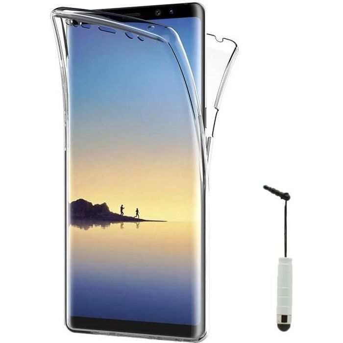 Pour Samsung Galaxy Note 8 : Coque Silicone Gel ultra mince 360° protection intégrale Avant et Arrière + mini Stylet - TRANSPARENT