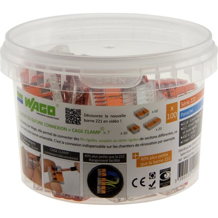 WAGO Seau 100 bornes - 221 - 2-3-5 entrées