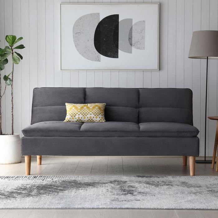 Canapé convertible 2 places gris anthracite LEEDS Wilsa