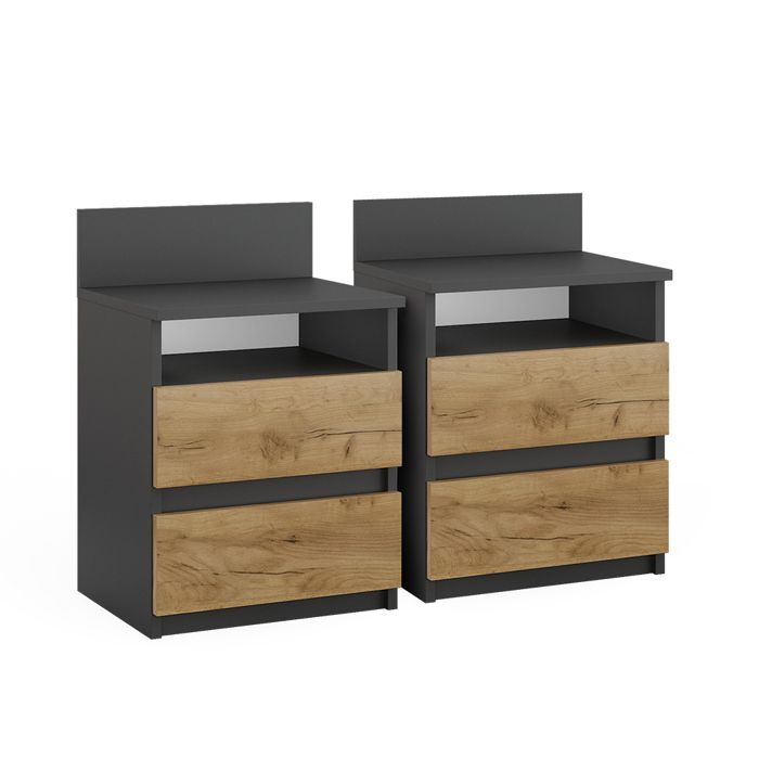 Lot De 2 Tables De Chevet - Tables De Nuit - Tables D'appoint Noir 34 Cm Acier Con81095