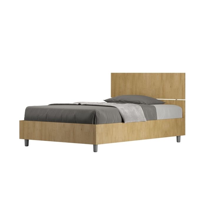 Lit 1 place et demi sans sommier 120x190 tête de lit droite chêne nature Demas Lit 1 place et demi sans sommier 120x190 tête de lit droite chêne nature Demas