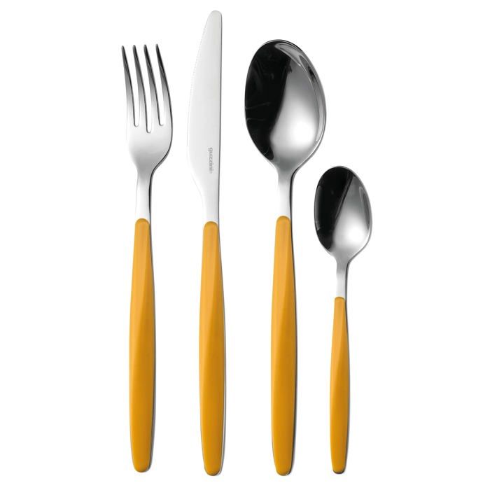 Set de 24 Couverts - Guzzini - My Fusion - Acier 18/10 - Jaune - Lavable au lave-vaisselle