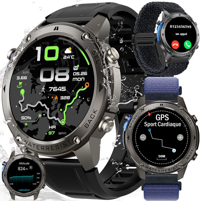 Montre Connectée Homme - WENZYLIQUOX - AMOLED 143 - GPS double fréquence - 466x466 - Étanchéité 5ATM