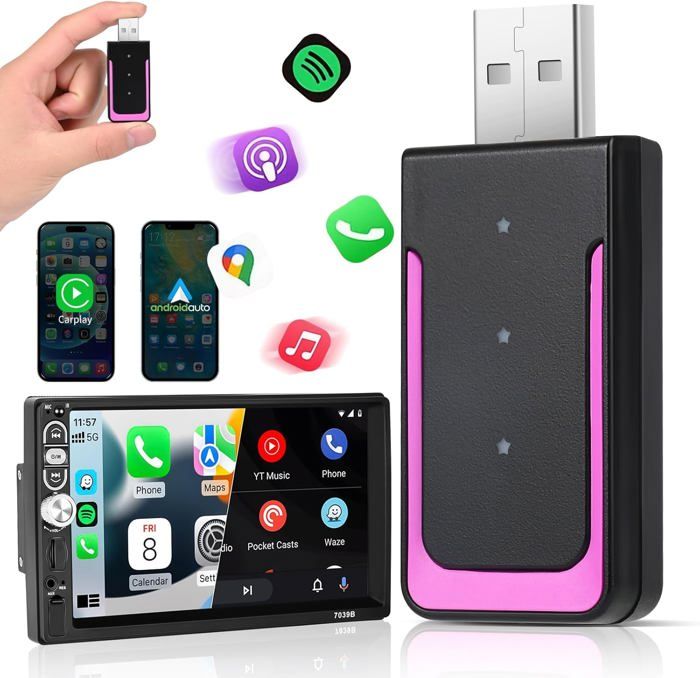 Adaptateur CarPlay Sans Fil - 5 GHz Le Plus Récent Et Le Plus Rapide Autosky Plug And Play Cables Usb C Et Usb A Carplay Filaire Requis Fiche Technique Et Prix Au Maroc