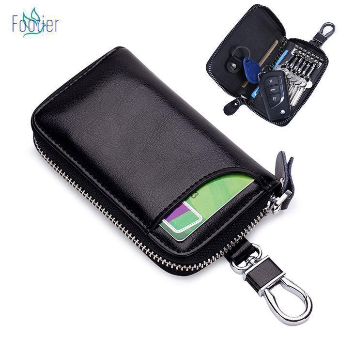 Etui Porte-Clé Etuis Porte-Clés de Voiture Housse Protection clé de Voiture Porte-clés avec Crochet en métal Et Fermeture éclai