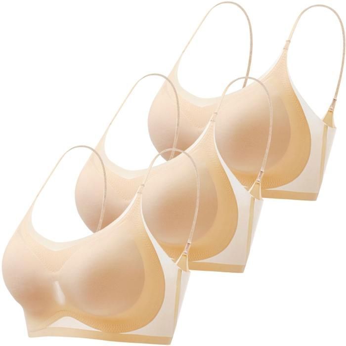 Lot de 3 Soutiens Gorge Femme sans Armature, Soie Glacée Légère d Lot de 3 Soutiens Gorge Femme sans Armature, Soie Glacée Légère d