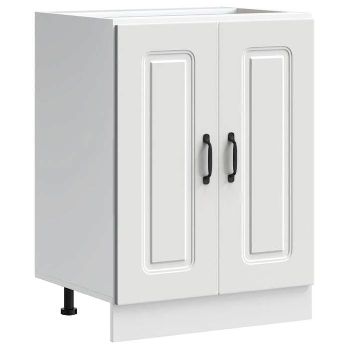 Armoire vitrine/Bahut cuisine - Meuble bas pour évier Kalmar blanc 60 x 46 x 815cm bois ingénierie @383450