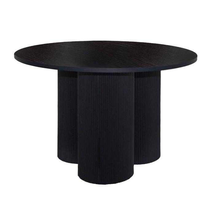 Table à manger moderne ronde 120 cm effet bois noir - Oviala
