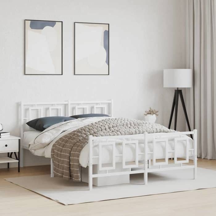 BONNIE®Lit en métal Lit Double:140x190 cmCadre de lit métal sans matelas et pied de lit blanc neuf23863 BONNIE®Lit en métal Lit Double:140x190 cmCadre de lit métal sans matelas et pied de lit blanc neuf23863