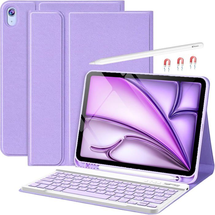 Clavier Ipad Air 11 Pouces 2024 Avec Pavé Tactile, Coque Clavier Ipad