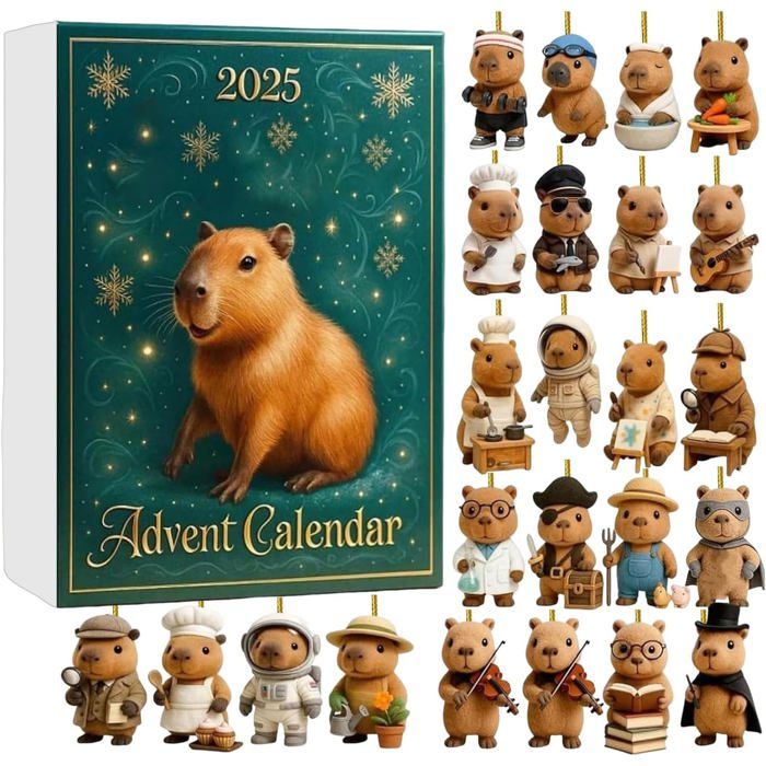Calendrier De L'Avent Capybara 2025 - 24 Ornements Acryliques à Suspendre, Décoration De Noël Mignonne Et Festive