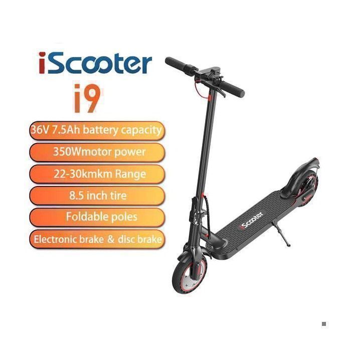 Trottinette Électrique IScooter I9 – Moteur 350W, Autonomie 22-30 Km, 25 Km/h, Pneus 8,5″, Freinage Double, Pliable – Appli, Batterie 7,8 Ah