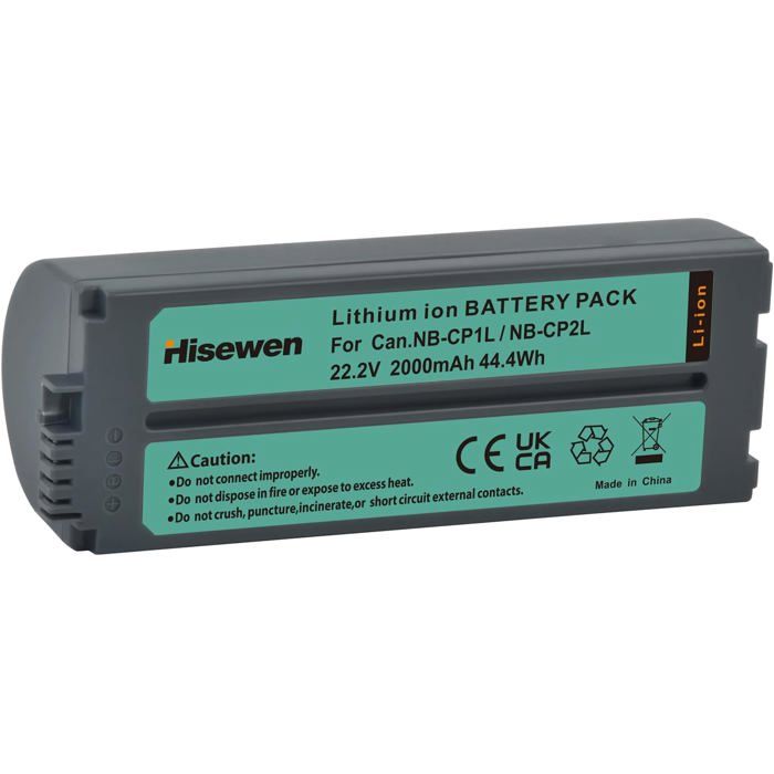 Borsa Fotografica Batteria Per Stampante Canon Selphy CP1300, CP1200 E Altri Modelli - 22.2V, 2000mAh, Compatibile NB-CP2L Ricambio Batteria NB-CP2L 2000mAh